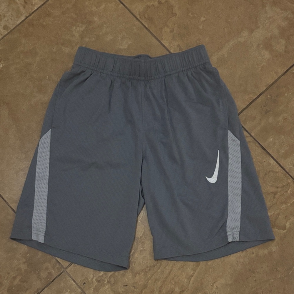 Nike Gray Athletic Shorts with White Swoosh